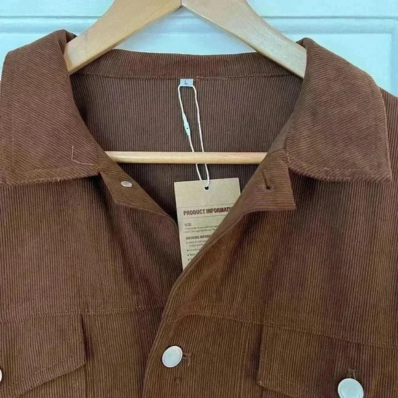 NWT Brand: MANLY Corduroy Shacket / Shirt Jacket - Brown, Size Large (L) - Picture 7 of 8